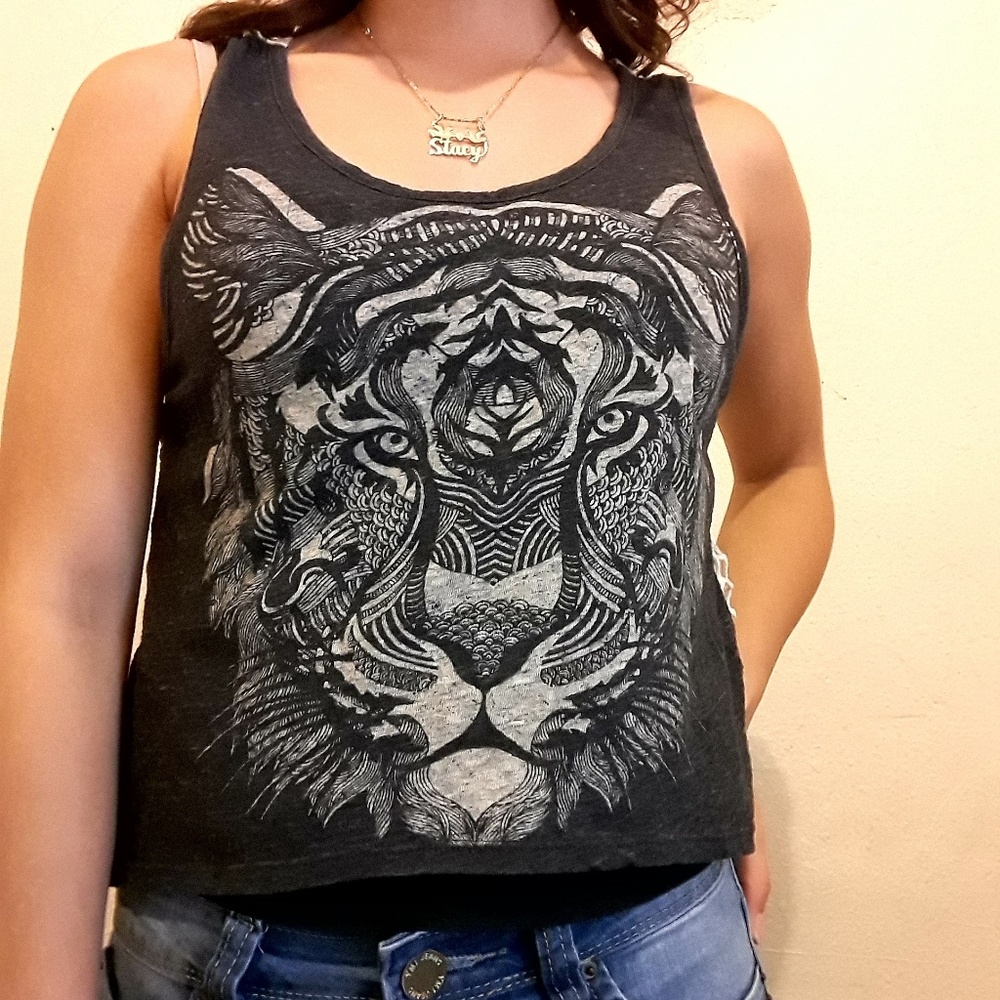 Tank top with lace backing